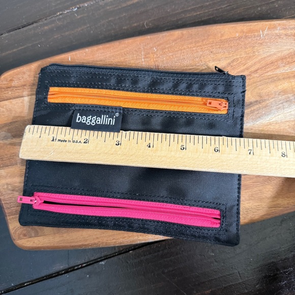 Baggallini Passport and Currency Bag Nylon Zipper Pockets Travel Neon - Picture 5 of 6